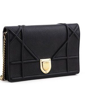 Dior Diorama wallet on chain black calfskin